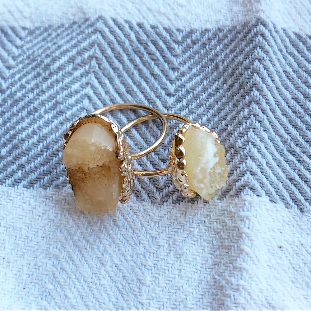 Gold Gemstone Rings with Neutral Tan Stones